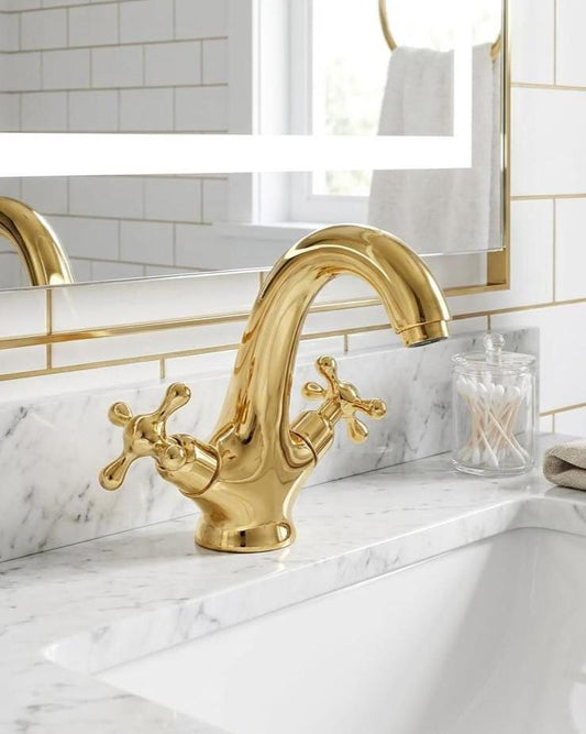 Solid Brass Vintage Gold Bathroom Faucet