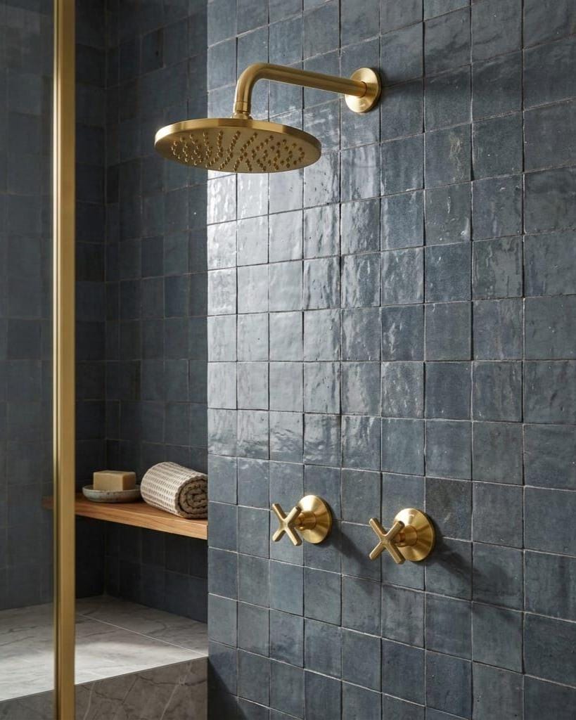 Unlacquered Brass Rainfall Shower Set