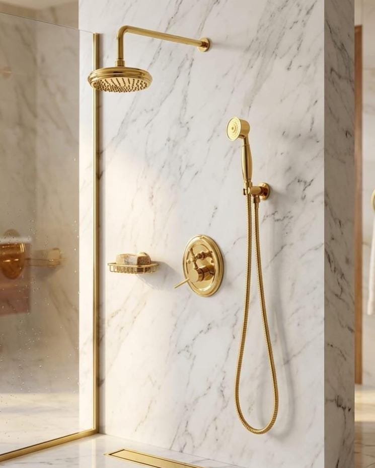 Gold Brass Rainfall Shower System