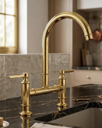 Bridge Kitchen Faucet: Solid Brass High Arc Mixer Tap, Dual Handle Farmhouse Tap