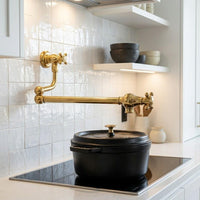Unlacquered Brass Pot Filler Faucet: Wall Mount Folding Kitchen Tap, Vintage Double Joint Luxury