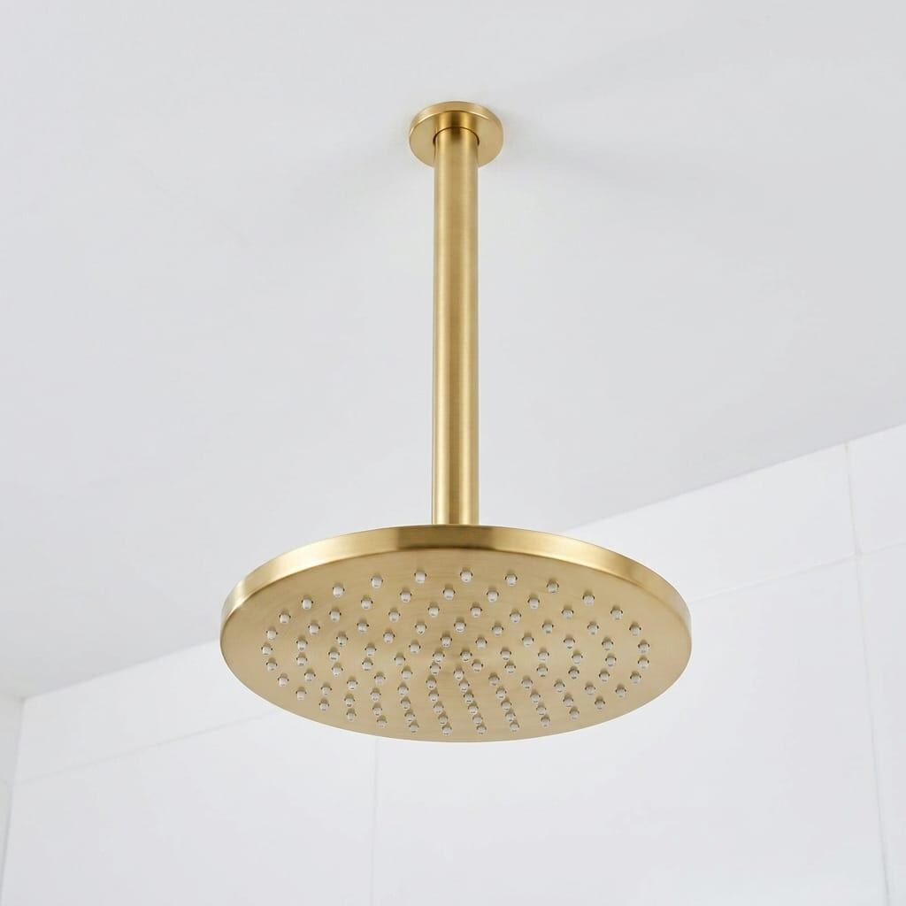 Brushed Brass Ceiling Mount Rain Shower Head
