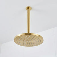 Brushed Brass Ceiling Mount Rain Shower Head | Solid Brass Modern Bathroom Fixture