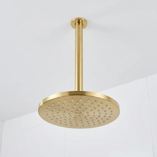 Brushed Brass Ceiling Mount Rain Shower Head