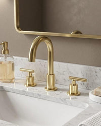 Unlacquered Brass Widespread Faucet, 3-Hole, T-Bar Handles, Polished Basin Tap