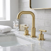 Unlacquered Brass Widespread Faucet, Modern T-Handle 3-Hole Vanity Tap, Basin Fixture