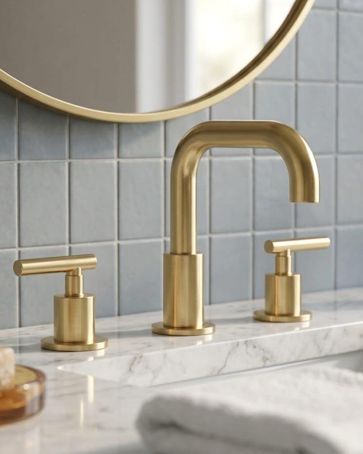 Unlacquered Brass Widespread Faucet, Basin Fixture