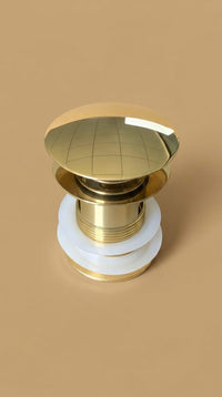 Unlacquered Brass Drain Pop Up Stopper, Gold Vessel Sink Drain, Bathroom Overflow Basin Waste