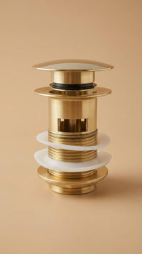 Unlacquered Brass Drain Pop Up Stopper, Gold Vessel Sink Drain, Bathroom Overflow Basin Waste