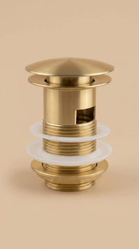 Unlacquered Brass Drain Pop Up Stopper, Gold Vessel Sink Drain, Bathroom Overflow Basin Waste