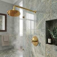 Luxury Brushed Gold Rain Shower System with Cross Handle – Wall Mounted Bathroom Shower Set