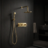 Luxury Brushed Gold Shower System with Handheld Shower – Wall Mounted Bathroom Fixture