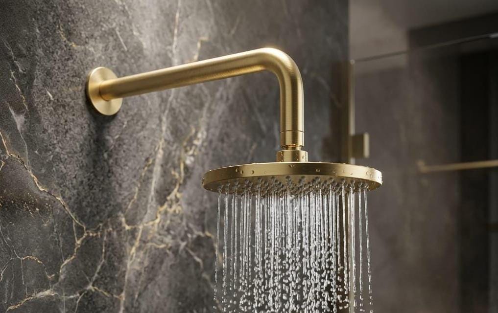 Unlacquered Brass rain shower head Replacement Arm Long Outlet Pipe