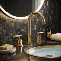 Unlacquered Brass Widespread Faucet, 3-Hole, T-Bar Handles, Polished Basin Tap