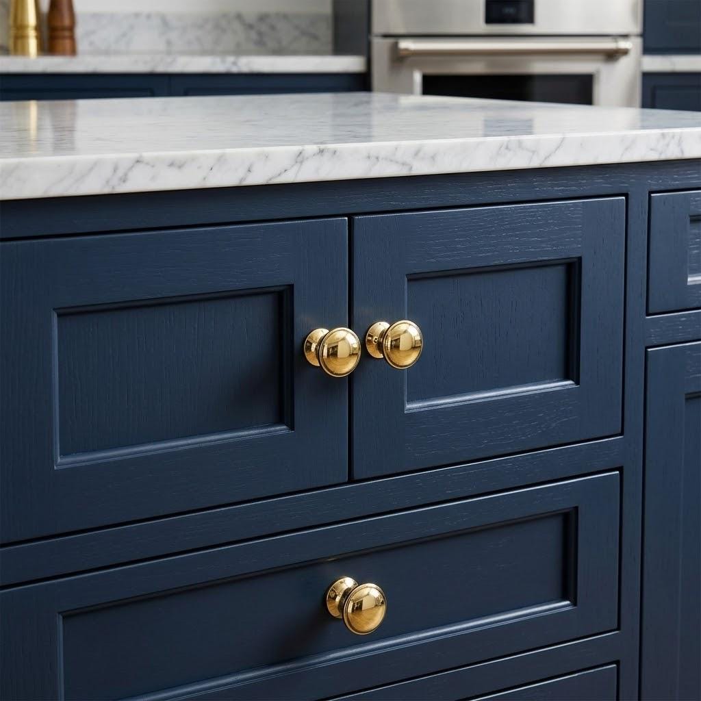 Unlacquered Solid Brass Cabinet Knob, Luxury Furniture Pull – close-up of the finish