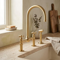 Unlacquered Brass Bridge Faucet with Side Sprayer