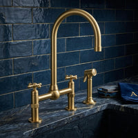 Unlacquered Brass Bridge Faucet with Side Sprayer