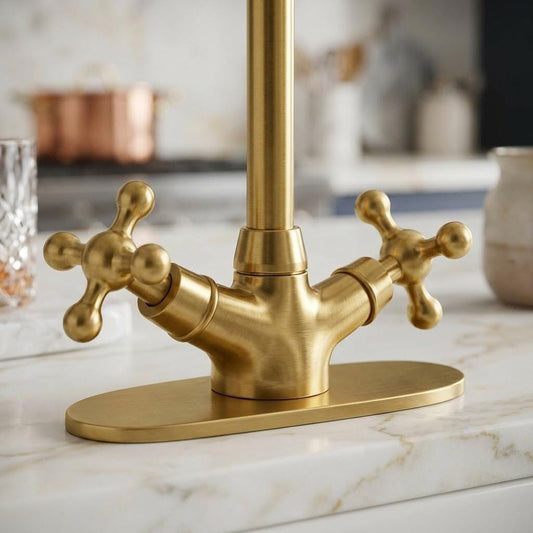 Unlacquered Brass Faucet Deck Plate